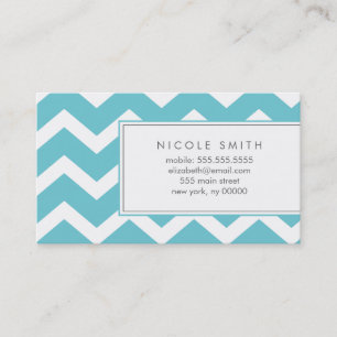 Aqua Zig Zag Chevron Pattern Rokkaarten Contactkaartje