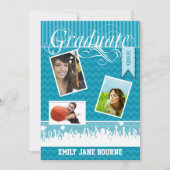 Aqua Zig Zag Senior Afbeelding Class of Aankondiging (Voorkant)