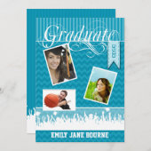 Aqua Zig Zag Senior Afbeelding Class of Aankondiging (Voorkant / Achterkant)