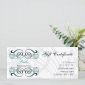 aqua-, zwart- en witte grafische cadeaubonnen (Staand voorkant)