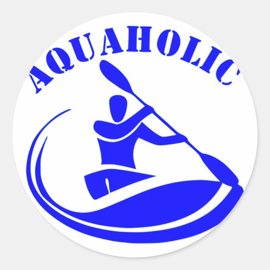 Aquaholic Kajak Guy Ronde Sticker (Voorkant)