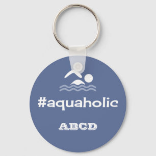Aquaholic zwemslogan gepersonaliseerde initialen sleutelhanger