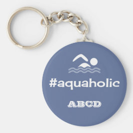 Aquaholic zwemslogan gepersonaliseerde initialen sleutelhanger