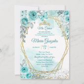 Aqual Turquoise Turquoise2 Mis Quince Invitation (Devant)