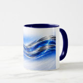 Aqualume Flow  – Blue Silver Wave Energy Mug (Devant droit)