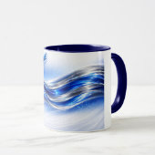 Aqualume Flow  – Blue Silver Wave Energy Mug (Devant droit)