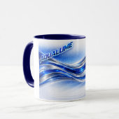 Aqualume Flow  – Blue Silver Wave Energy Mug (Devant gauche)