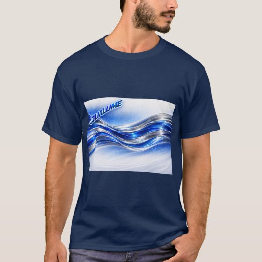 Aqualume Flow Shirt – Blauwe Zilveren Golf Energie (Voorkant)