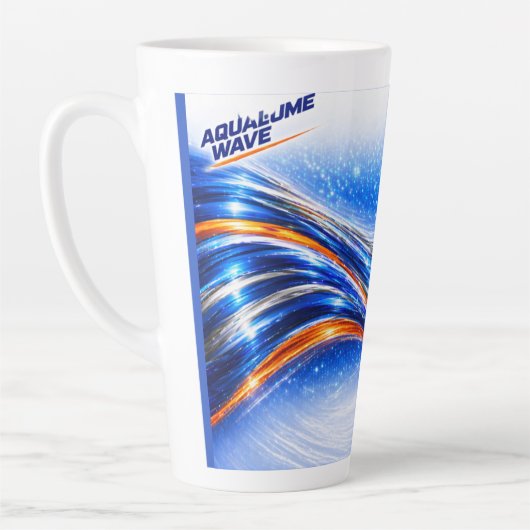 Aqualume Wave Mug – Blue Orange Abstract Flow Desi (Gauche)