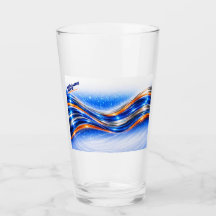 Aqualume Wave Shirt – Blauw Oranje Abstracte Stroo