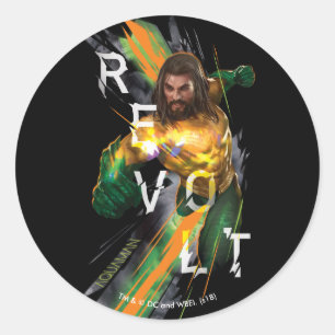 Aquaman   Afgekeurd grafisch Aquaman "Revolt" Ronde Sticker