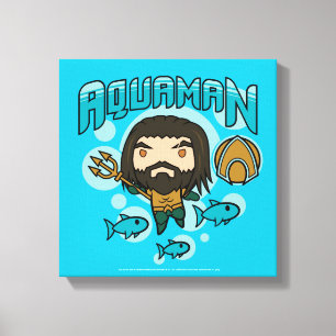 Aquaman Chibi Aquaman Undersea Grafisch Canvas Afdruk