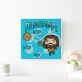 Aquaman | Chibi Aquaman Undersea Grafisch Vierkante Klok (Huis)