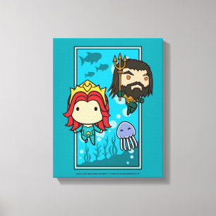 Aquaman   Chibi Mera & Aquaman Undersea Graphic Canvas Afdruk