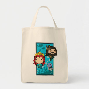 Aquaman Chibi Mera & Aquaman Undersea Graphic Tote Bag
