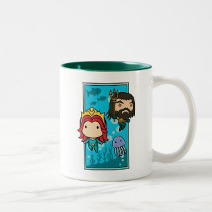Aquaman Chibi Mera & Aquaman Undersea Graphic Tweekleurige Koffiemok