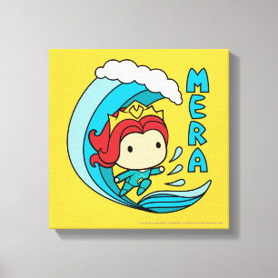Aquaman Chibi Mera Riding Wave Graphic Canvas Afdruk