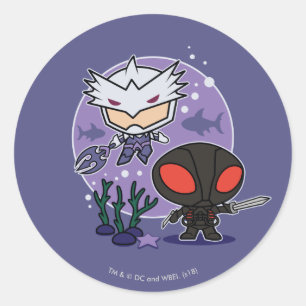 Aquaman   Chibi Orm & Black Manta Undersea Graphic Ronde Sticker