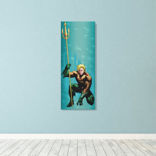 Aquaman Crouching Canvas Afdruk (Insitu (Houten vloer))
