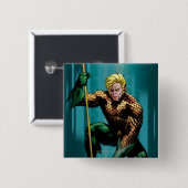 Aquaman Crouching Vierkante Button 5,1 Cm (Voorkant /achterkant)