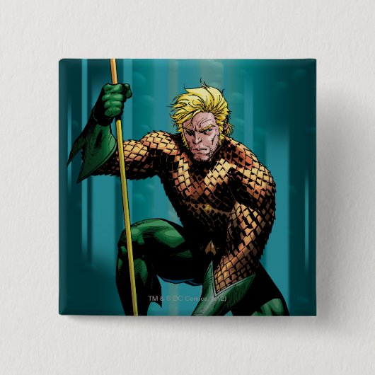 Aquaman Crouching Vierkante Button 5,1 Cm (Voorkant)