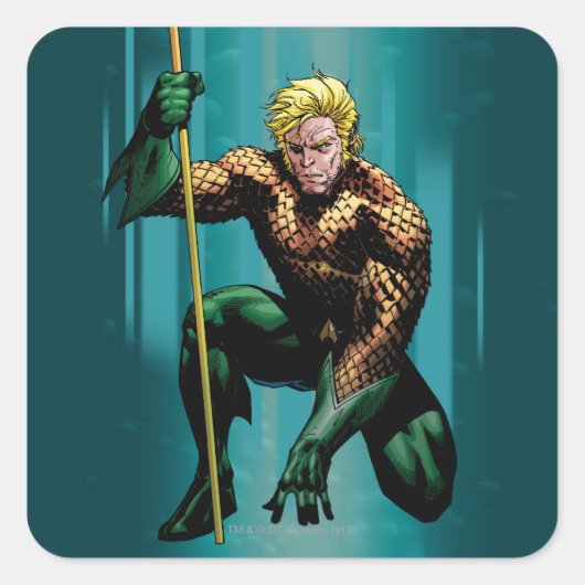 Aquaman Crouching Vierkante Sticker (Voorkant)