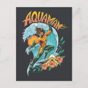 Aquaman en Trident Rising Surf Graphic Briefkaart