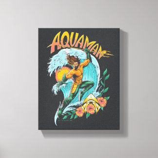 Aquaman en Trident Rising Surf Graphic Canvas Afdruk