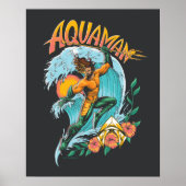 Aquaman en Trident Rising Surf Graphic Poster (Voorkant)