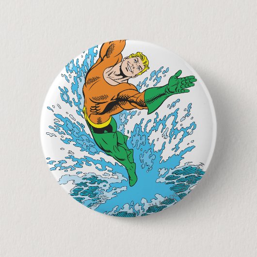 Aquaman Leaps in Wave Ronde Button 5,7 Cm (Voorkant)