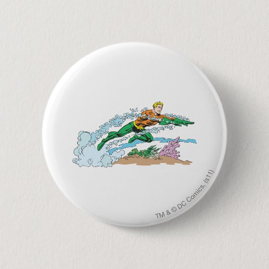 Aquaman leaps over koraal ronde button 5,7 cm (Voorkant)