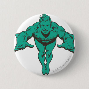 Aquaman Lunging Forward - Blauwgroen Ronde Button 5,7 Cm