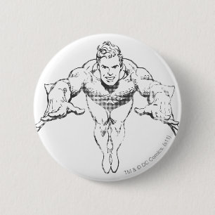Aquaman Lunging Forward BW Ronde Button 5,7 Cm