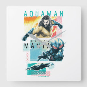 Aquaman   Modernist Aquaman & Black Manta Graphic Vierkante Klok