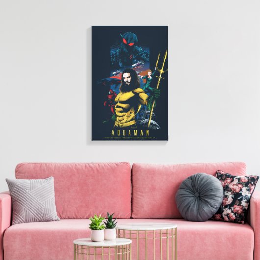 Aquaman | Orin, Mera en Black Manta Graphic Canvas Afdruk (Insitu (Woonkamer))