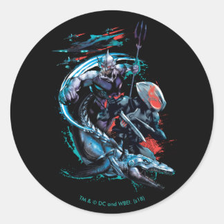 Aquaman | Orm, Zwarte Manta, Tylosaur en Ships Ronde Sticker