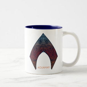Aquaman   Paisley Aquaman Logo Tweekleurige Koffiemok