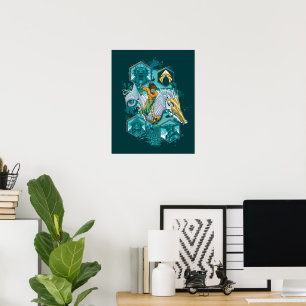 Aquaman Riding Seahorse door de koninkrijken Poster