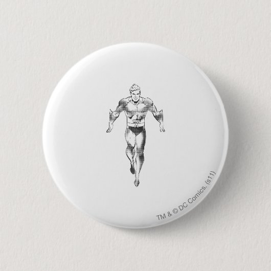 Aquaman Runs BW Ronde Button 5,7 Cm (Voorkant)