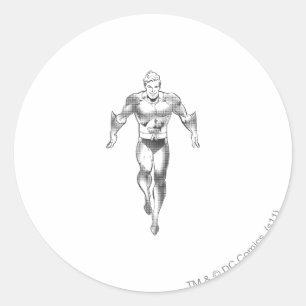 Aquaman Runs BW Ronde Sticker