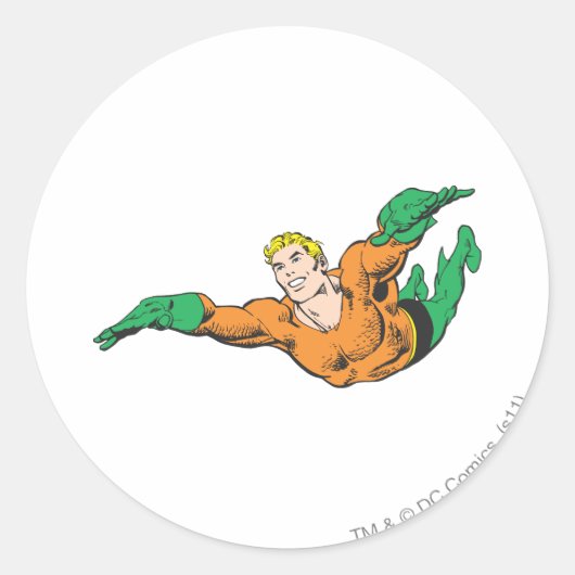 Aquaman Soars Ronde Sticker (Voorkant)