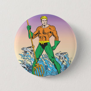 Aquaman-strengen met Spear Ronde Button 5,7 Cm