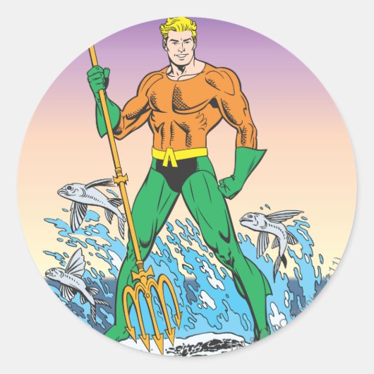 Aquaman-strengen met Spear Ronde Sticker (Voorkant)