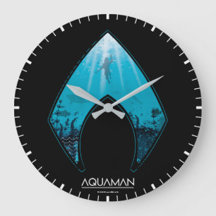 Aquaman   Zie door Aquaman Logo Ocean Graphic Grote Klok