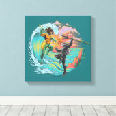 Aquaman & Zwarte Manta getijgolf Canvas Afdruk (Insitu (Houten vloer))