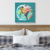 Aquaman & Zwarte Manta getijgolf Canvas Afdruk (Insitu (Slaapkamer))