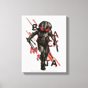 Aquaman Zwarte Manta Scattered Typography Graphi Canvas Afdruk