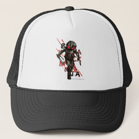 Aquaman | Zwarte Manta Scattered Typography Graphi Trucker Pet (Voorkant)
