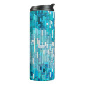 Aquamarijn Abstract Mozaïek Kunst Thermosbeker (Gedraaid links)