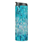 Aquamarijn Abstract Mozaïek Kunst Thermosbeker (Geroteerd rechts)